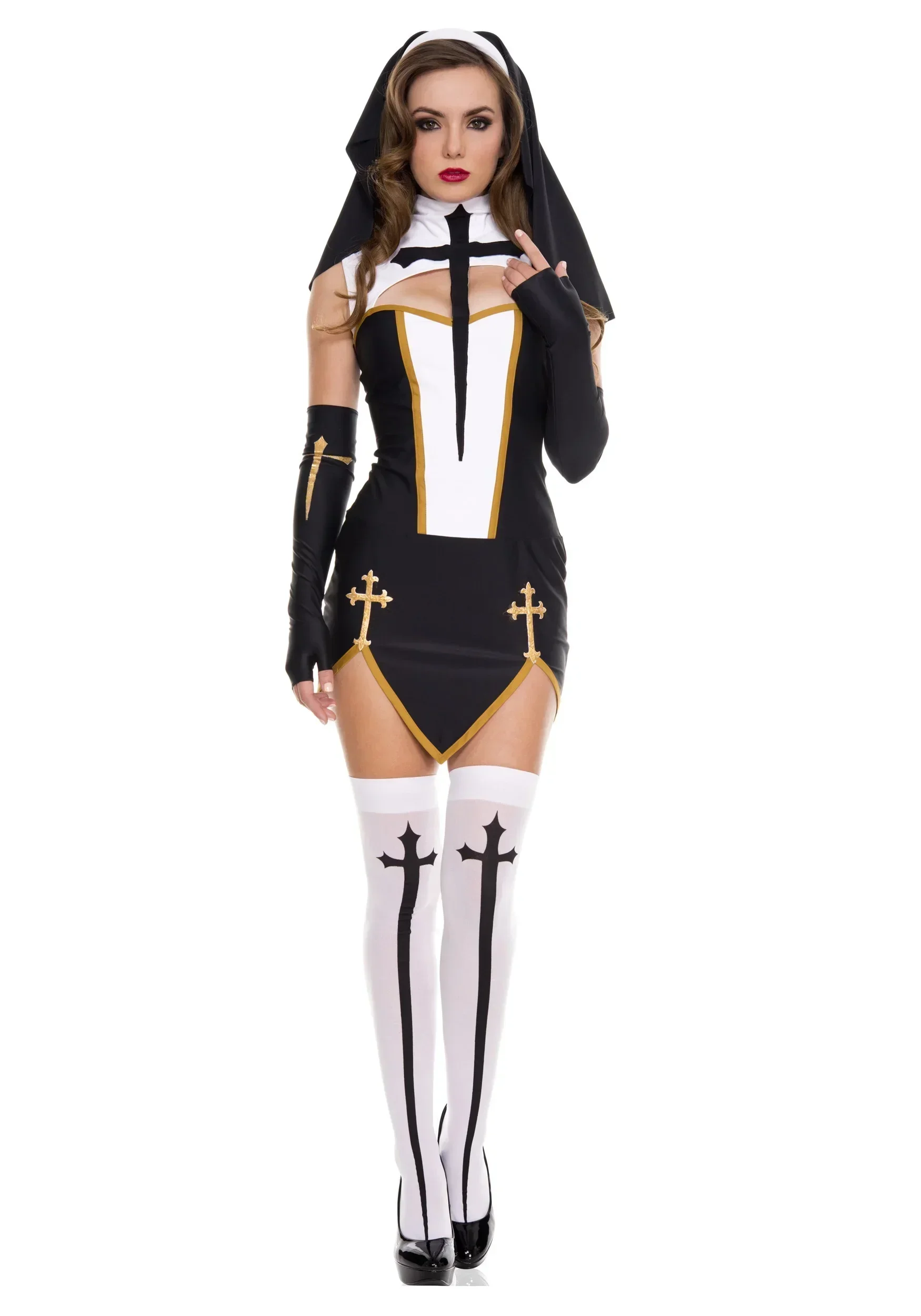 Anime Cosplay Nun - Seksi Bayan Rahibe Üstün Kostüm Karnaval