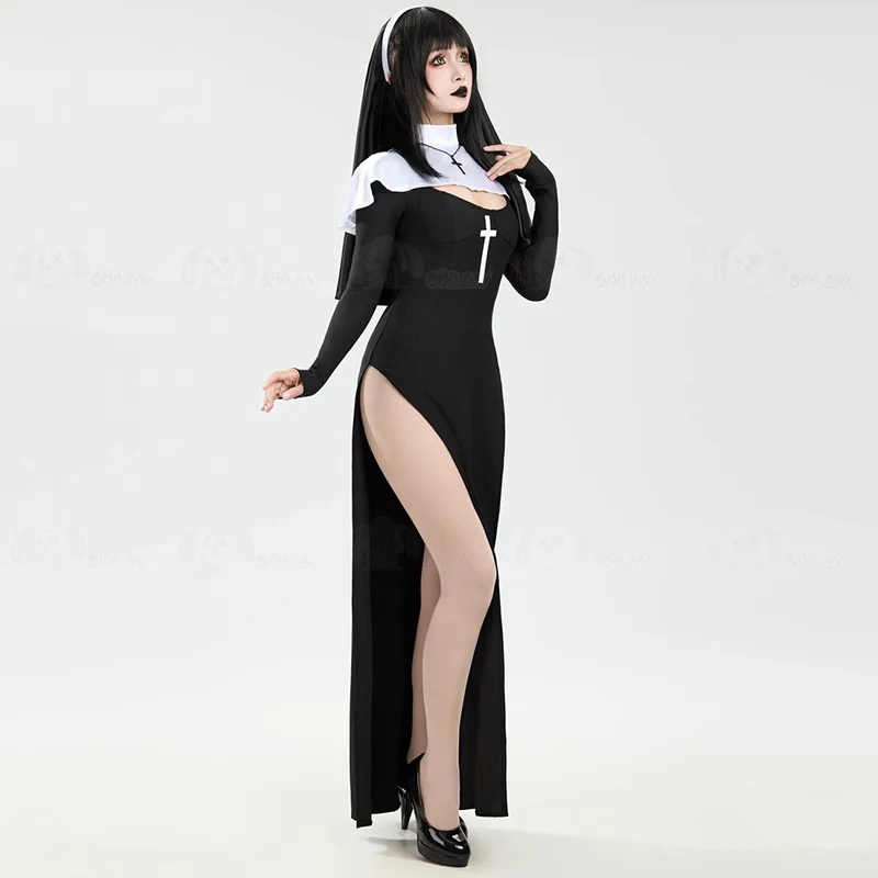 Anime Cosplay Nun - Cosplay Kostüm Kadınlar Seksi Uzun Kollu