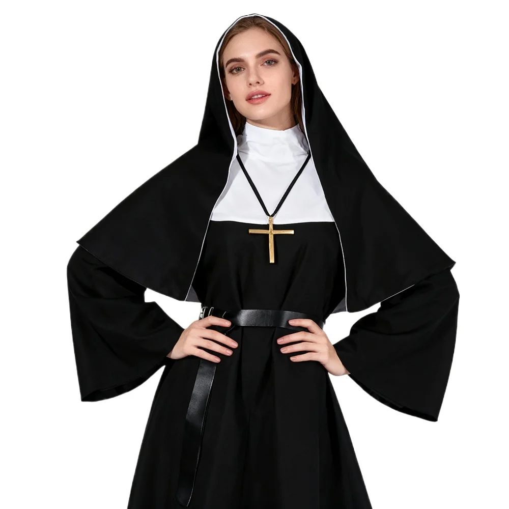 Anime Cosplay Nun - Cadılar Bayramı Rahibe Cosplay Kostümü Geleneksel