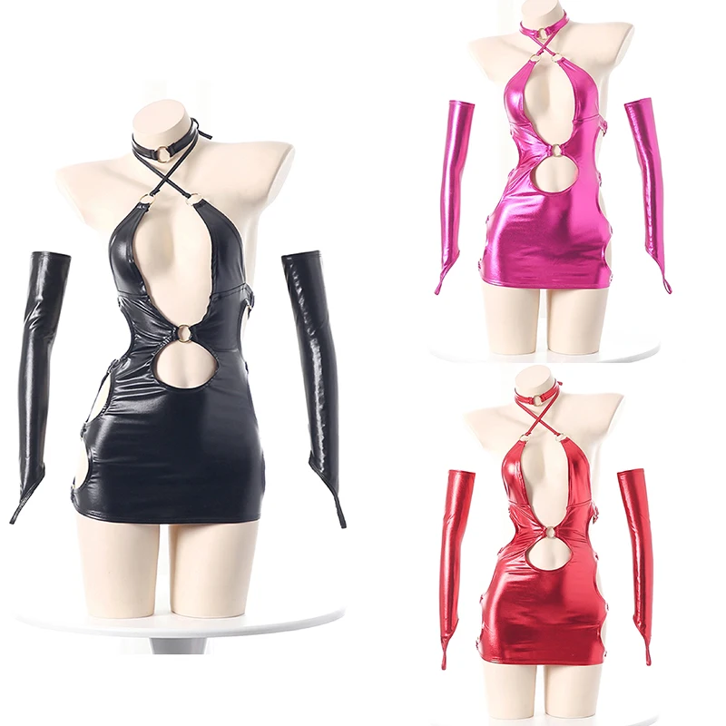 Anime Cosplay Outfit Girl - Anime Sıkı Deri Elbise Idol Kız