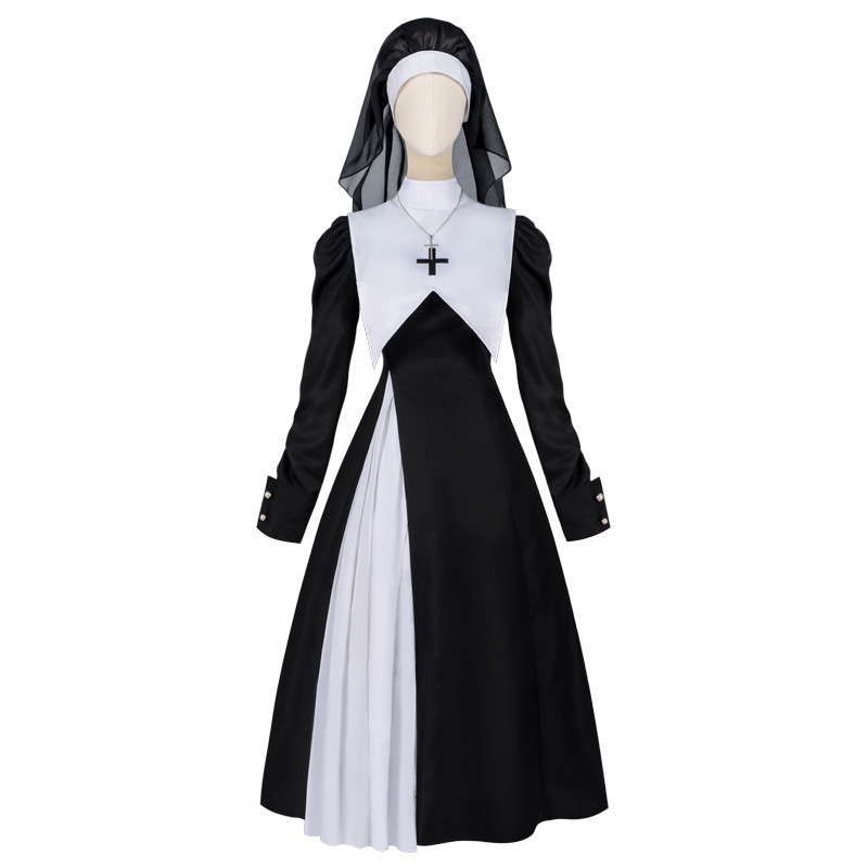 Anime Cosplay Nun - Avrupalı ve Amerikalı Kadınlar için Pileli