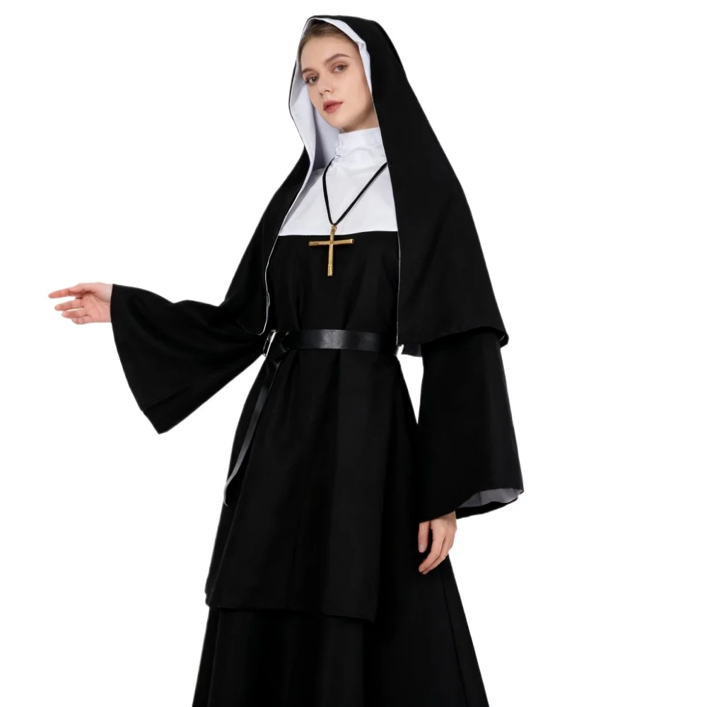 Anime Cosplay Nun - Cadılar Bayramı Rahibe Cosplay Kostümü Geleneksel